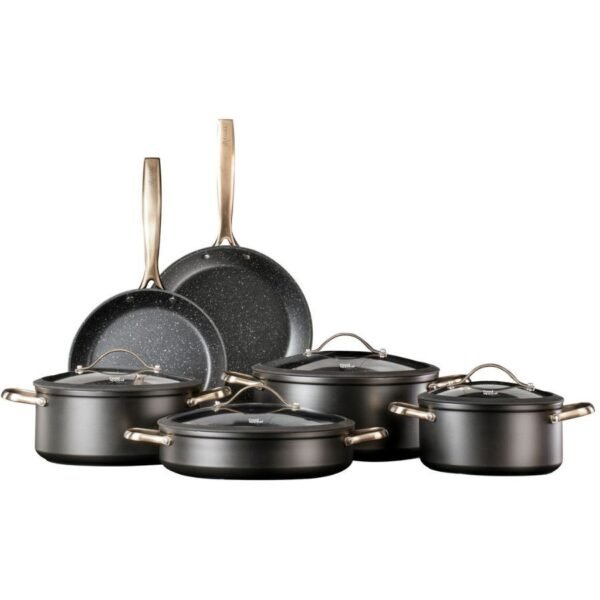 סט סירים 10 חלקים - REGAL שחור ידיות שמפניה