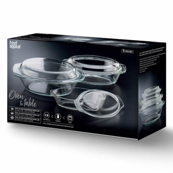 סט 3 סירי זכוכית אובלים OVEN TO TABLE