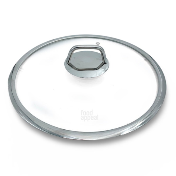 מכסה זכוכית אוניברסלי עם פתח שחרור אדים 20 ס"מ