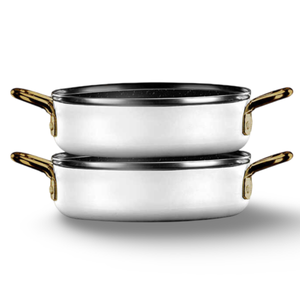 זוג מחבתות אישיות EVERYDAY+ MINI לבן ידיות זהב