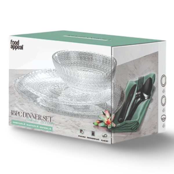 להשיג ברשת החנויות בלבד- סט אוכל מזכוכית 18 חלקים AERTISTIC ACCENTS