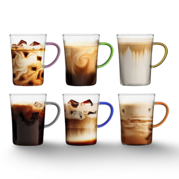 סט 6 כוסות 300 מ"ל RIO ידיות צבעוניות