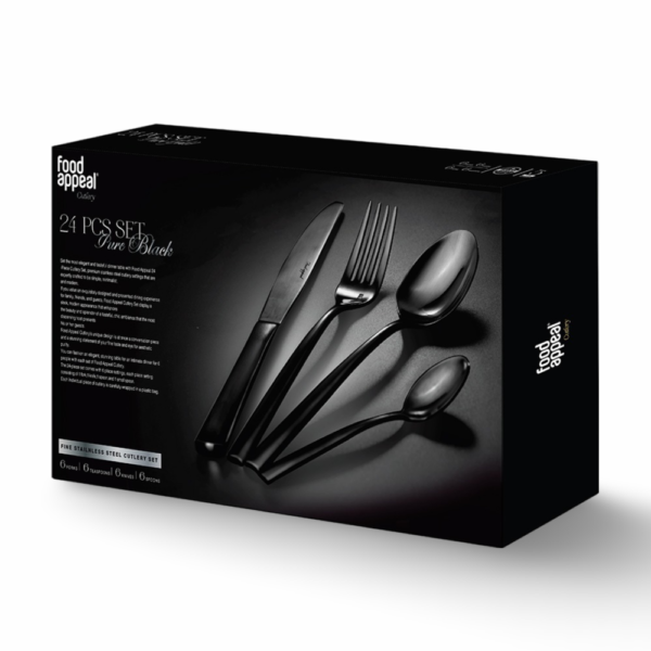 סט סכו"ם מהודר 24 חלקים מט PURE BLACK