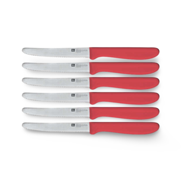 מארז 6 סכיני ירקות מעוגלמשונן אדום CLASSIC