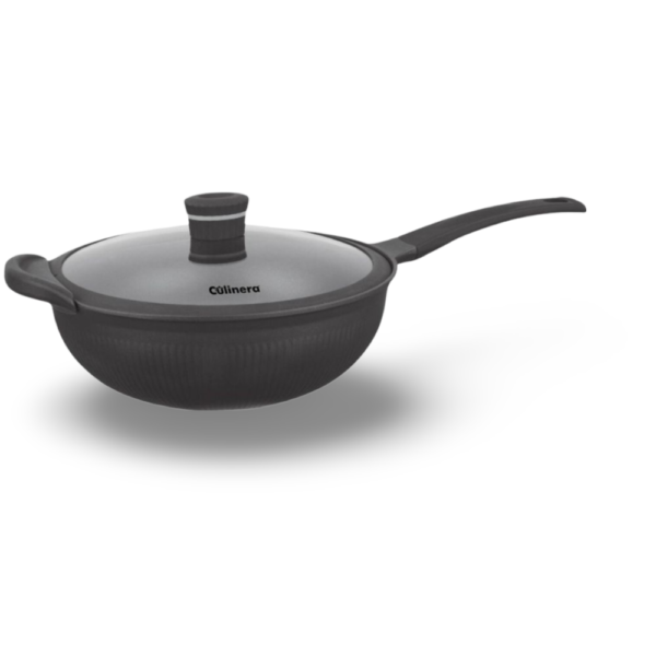 מחבת ווק 32 ס"מ עם מכסה וידית סילקון