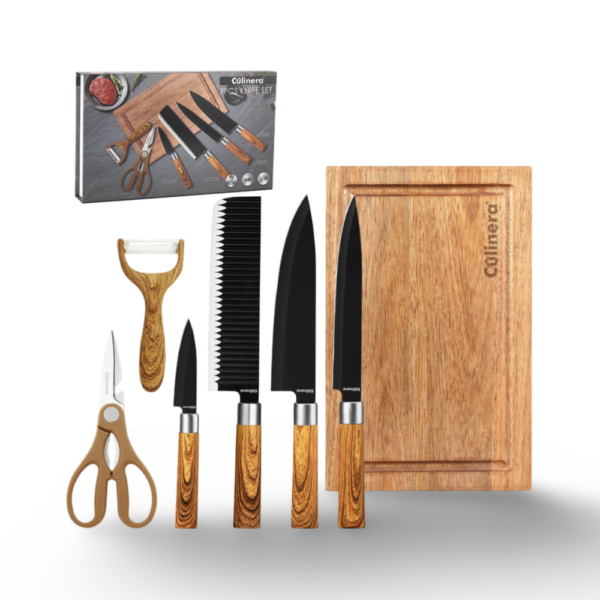 סט 7 חלקים סכיני מטבח עם לוח חיתוך CULINERA