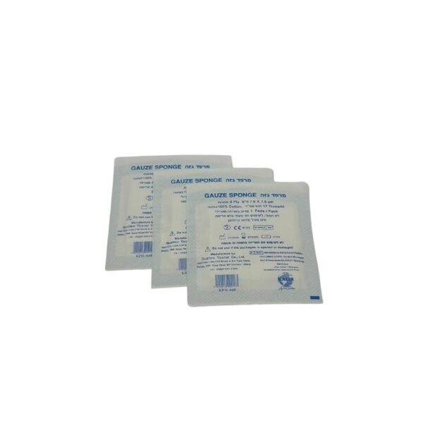 פד גזה סטרילית — ‎7.5×7.5‎ ס”מ, קופסה 100 יחידות